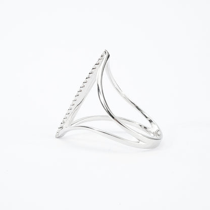 Mara & Co Open Heart Moissanite Band – 0.10ct Total DEF, Sterling Silver
