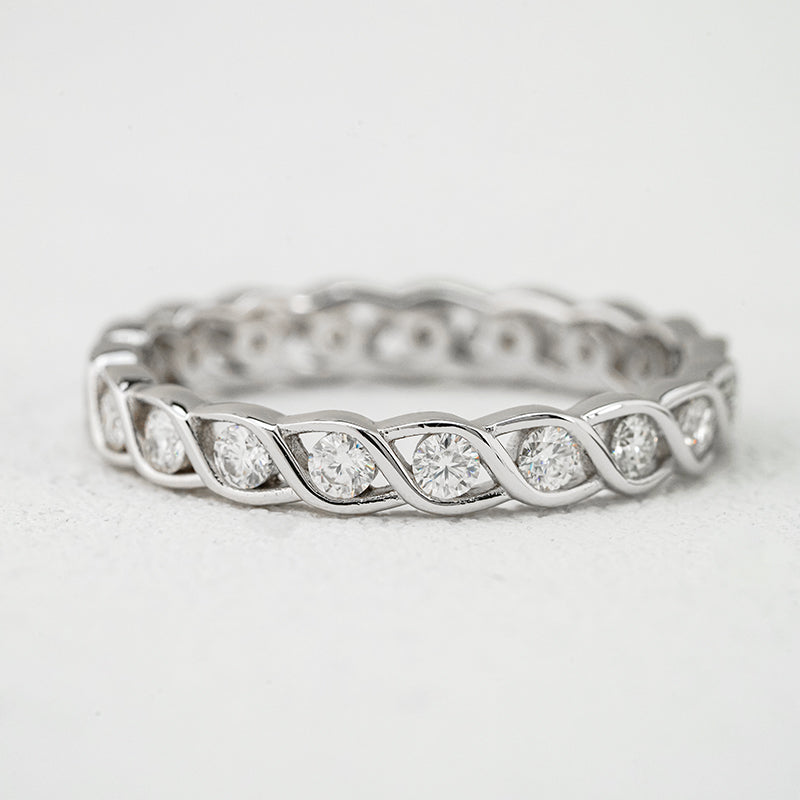 Twist Eternity Moissanite Band – 0.40ct Total DEF, Sterling Silver
 Mara & Co
