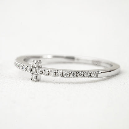 Moissanite Cross Band – 0.17ct Total DEF, Sterling Silver