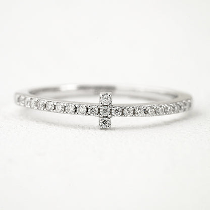 Moissanite Cross Band – 0.17ct Total DEF, Sterling Silver