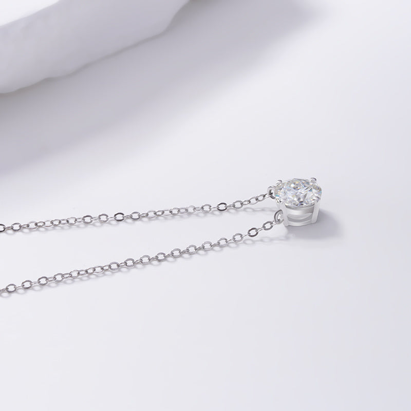 Classic Solitaire Moissanite Necklace – 1.0ct -  Mara & Co UK