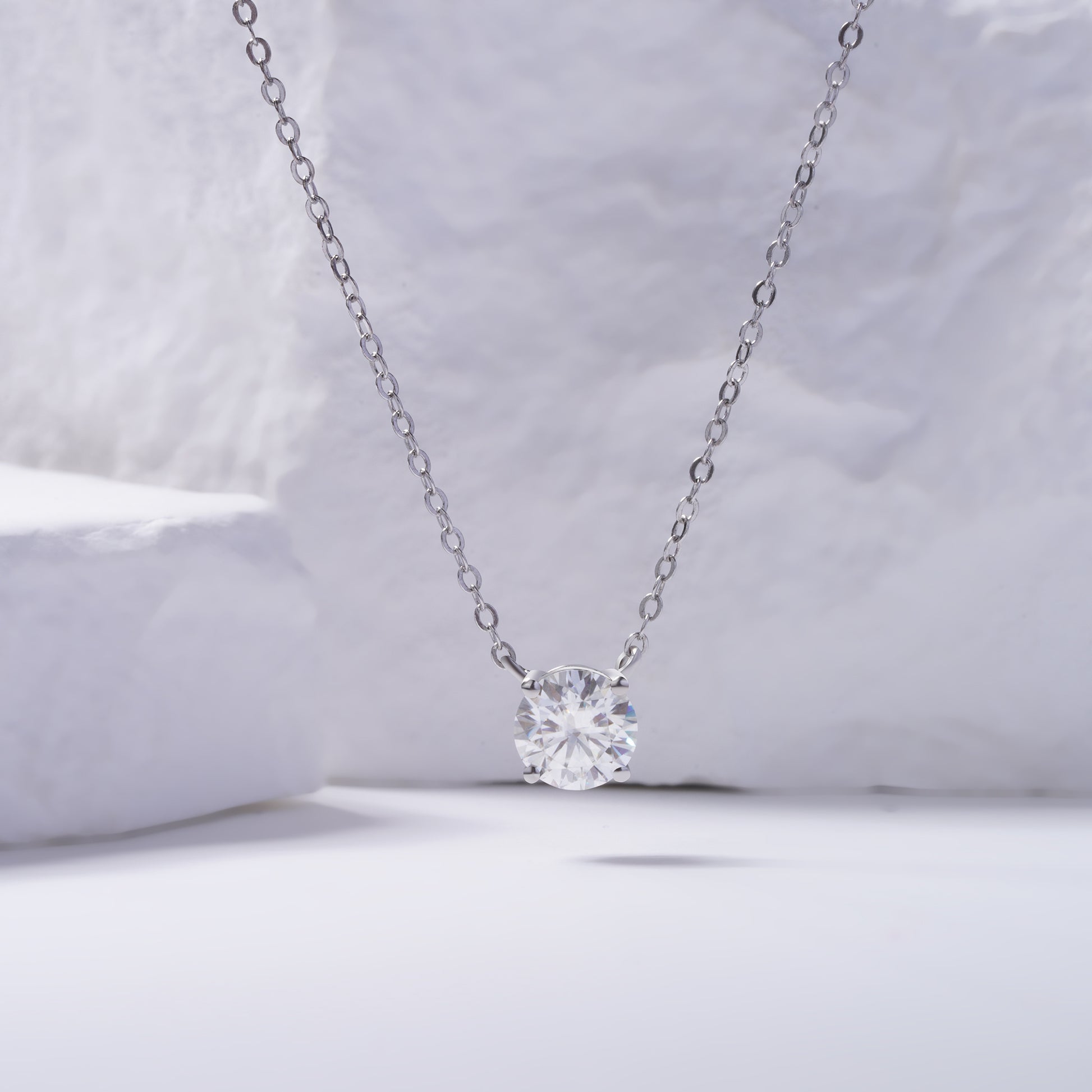 Classic Solitaire Moissanite Necklace – 1.0ct -  Mara & Co UK