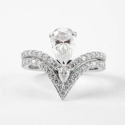 Bridal Ring Set – 1.5ct Pear + Matching Band, 2.52ct Total