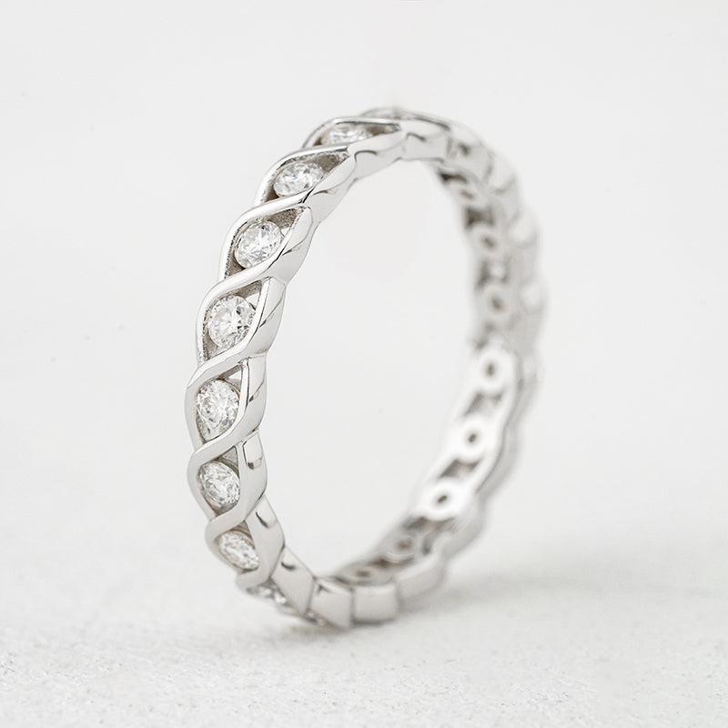 Twist Eternity Moissanite Band – 0.40ct Total DEF, Sterling Silver
