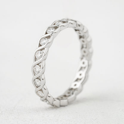 Twist Eternity Moissanite Band – 0.40ct Total DEF, Sterling Silver
