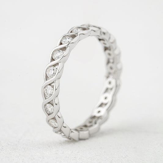 Twist Eternity Moissanite Band – 0.40ct Total DEF, Sterling Silver

