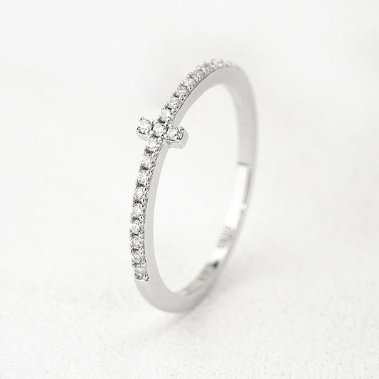 Moissanite Cross Band – 0.17ct Total DEF, Sterling Silver