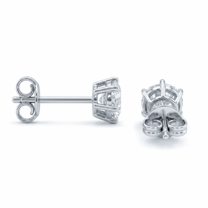 Moissanite Six-Prong Solitaire Stud Earrings – DEF, Sterling Silver