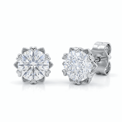 Moissanite Heart-Prong Solitaire Stud Earrings – DEF, Sterling Silver