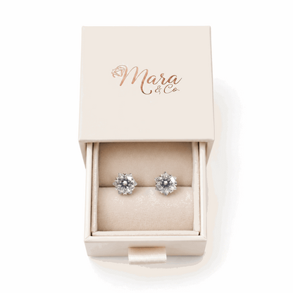 Moissanite Heart-Prong Solitaire Stud Earrings – DEF, Sterling Silver