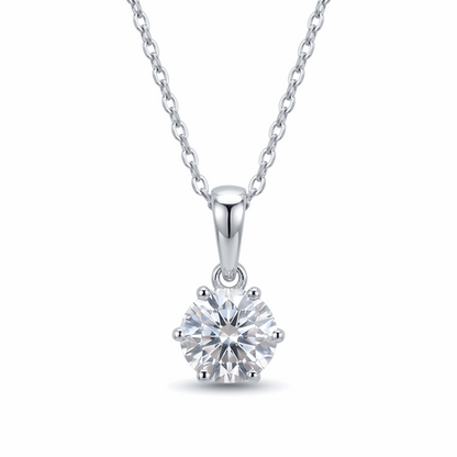 Classic Six-Prong Solitaire Moissanite Necklace