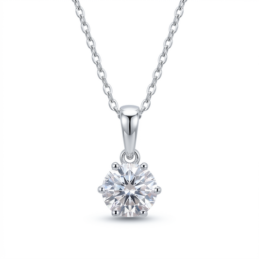 Classic Six-Prong Solitaire Moissanite Necklace