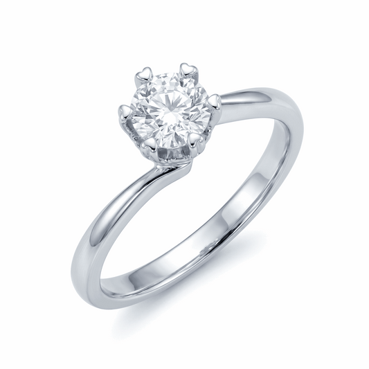 Twisted Solitaire Moissanite Ring with Heart Prongs – 3.0ct