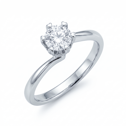 Twisted Solitaire Moissanite Ring with Heart Prongs – 1.0ct
