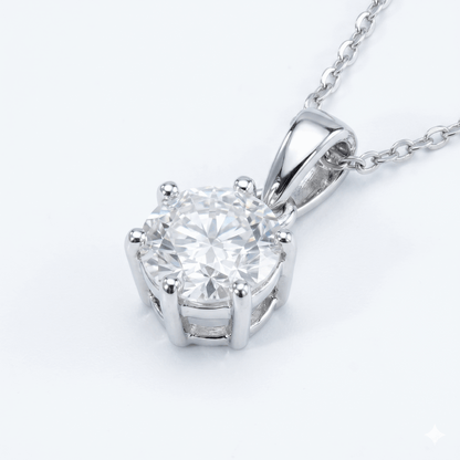Classic Six-Prong Solitaire Moissanite Necklace