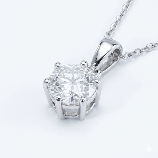 Classic Six-Prong Solitaire Moissanite Necklace