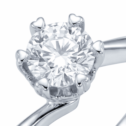 Twisted Solitaire Moissanite Ring with Heart Prongs – 0.5ct