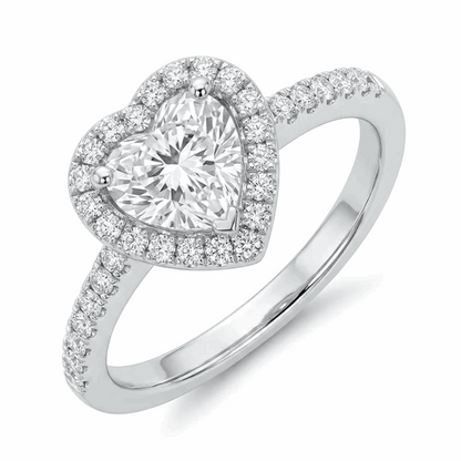 Heart-shaped moissanite ring with heart halo – moissanite heart ring sterling silver – Mara & Co UK