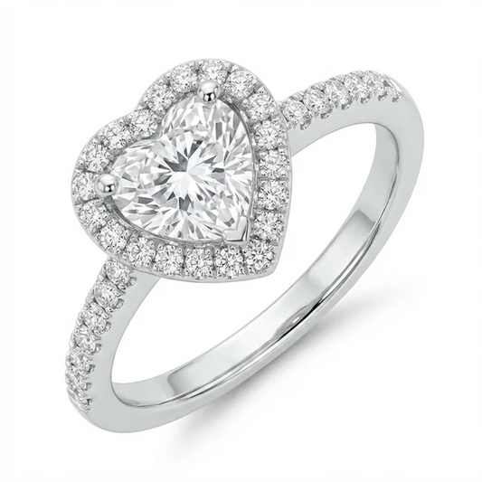 Heart-Shaped Moissanite Ring with Heart Halo