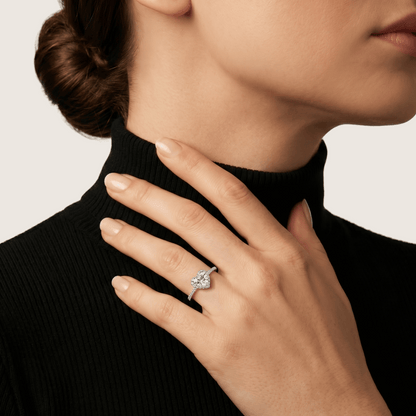 Heart halo moissanite ring – heart-shaped engagement ring sterling silver – Mara & Co UK
