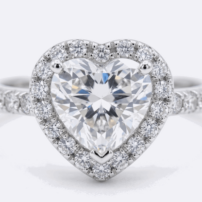 Moissanite heart halo ring – heart-shaped moissanite ring UK – Mara & Co UK