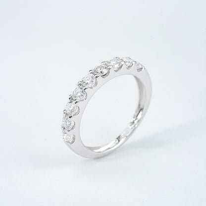 Moissanite Pavé Half Eternity Band – 9 x 2.7mm DEF, Sterling Silver