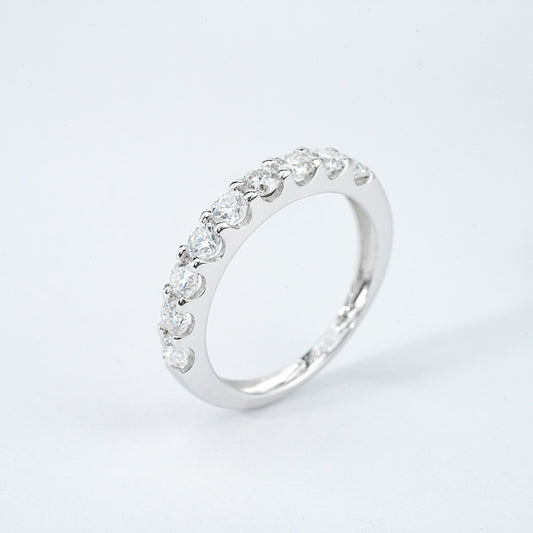 Moissanite Pavé Half Eternity Band – 9 x 2.7mm DEF, Sterling Silver