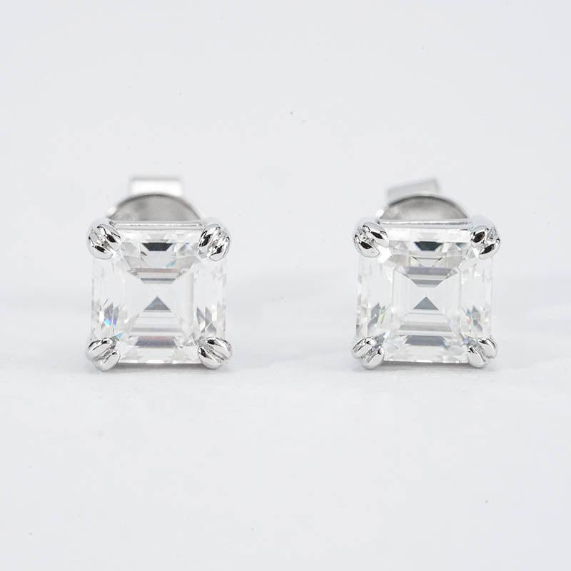 Emerald-Cut (asscher) Moissanite Stud Earrings - 1.6ct (per set) -  Mara & Co UK