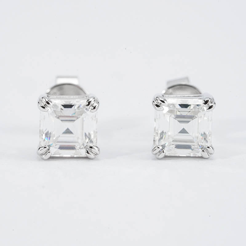 Emerald-Cut (asscher) Moissanite Stud Earrings - 1.6ct (per set) -  Mara & Co UK