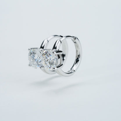 Moissanite Solitaire Huggie Earrings – 2.0ct DEF, Sterling Silver