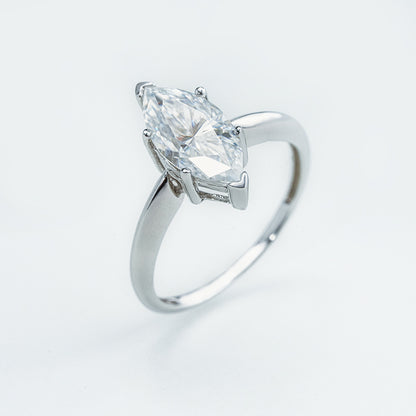 Moissanite Marquise Solitaire Ring – 2.0ct, Sterling Silver