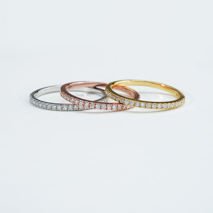 Three-Tone Moissanite Eternity Band Set – White, Rose &amp; Yellow Gold Plated, 0.90ct Total