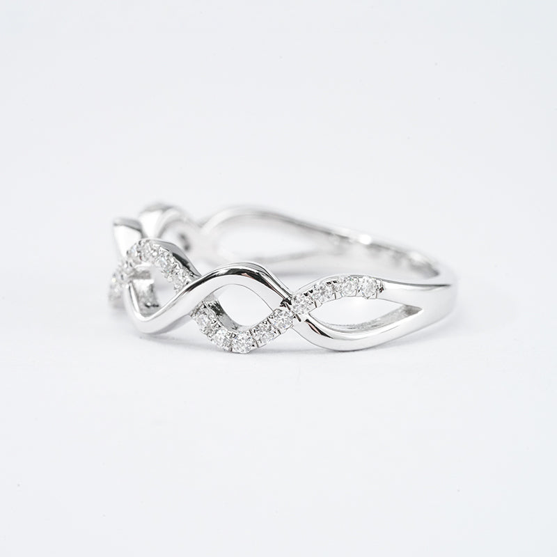 Infinity Twist Moissanite Band – 0.20ct Total, 29 x 1.1mm DEF, Sterling Silver