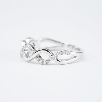 Infinity Twist Moissanite Band – 0.20ct Total, 29 x 1.1mm DEF, Sterling Silver