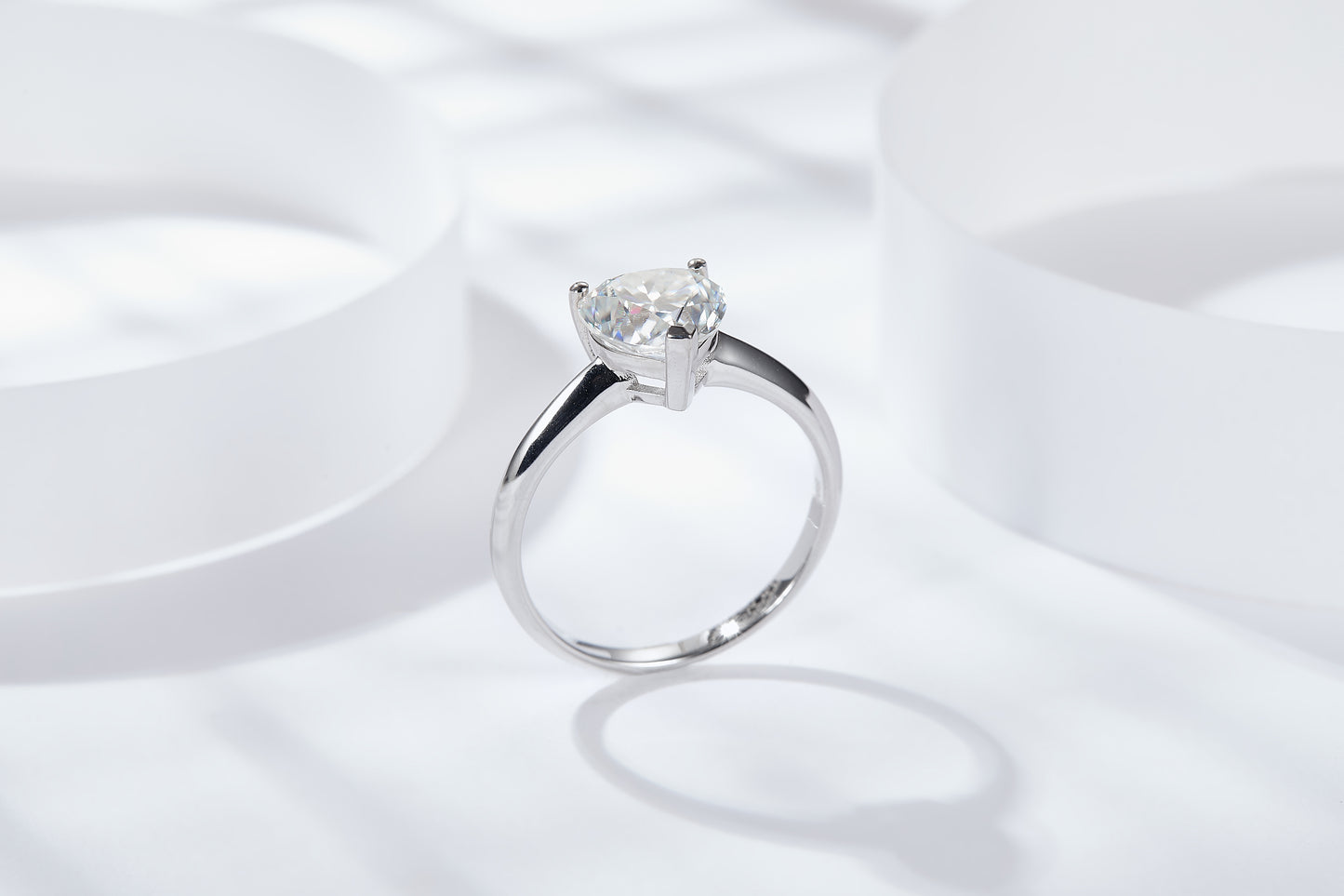 Moissanite Heart Solitaire Ring – 2.0ct, Sterling Silver