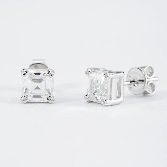 Emerald-Cut Moissanite Stud Earrings - 1.6ct (per set)