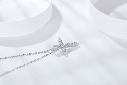 Moissanite Cross Pendant Necklace – 0.66ct DEF, Sterling Silver
