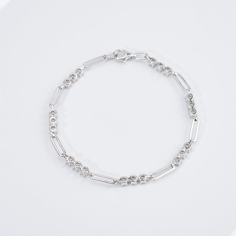 Paperclip Link Bracelet – 2.1ct Total, DEF, 925 Silver