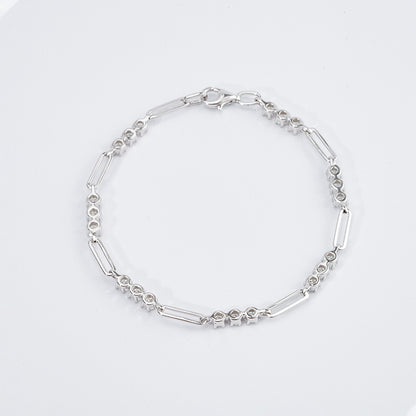 Paperclip Link Bracelet – 2.1ct Total, DEF, 925 Silver