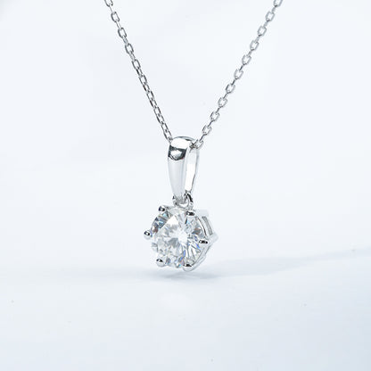 Classic Six-Prong Solitaire Moissanite Necklace – 1.0ct -  Mara & Co UK