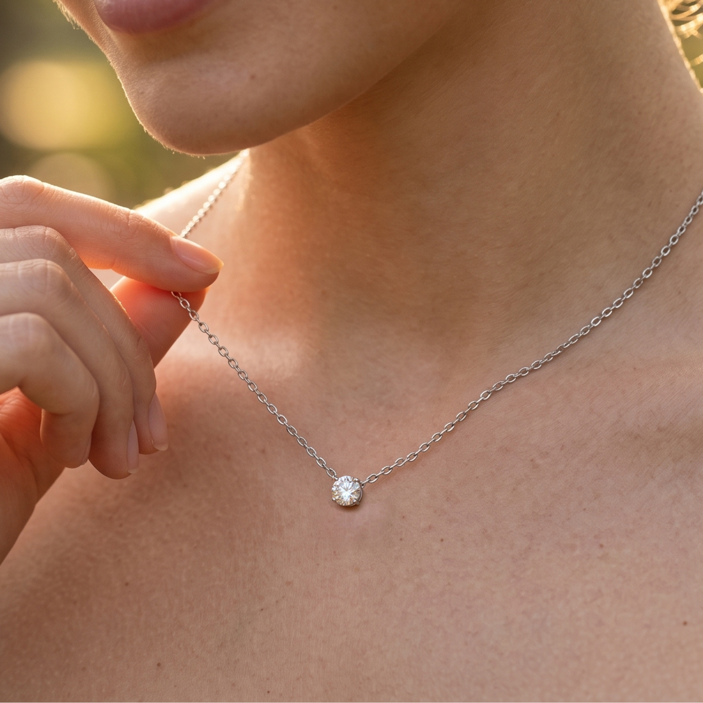 Classic Solitaire Moissanite Necklace – 1.0ct