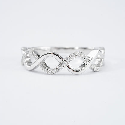 Infinity Twist Moissanite Band – 0.20ct Total, 29 x 1.1mm DEF, Sterling Silver