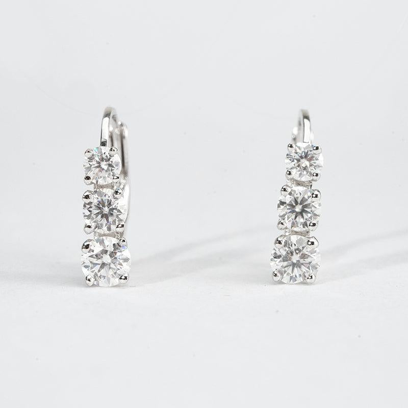 Pair of diamond earrings on a white background