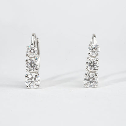 Triple Starlight Moissanite Huggie Earrings – 2.4ct DEF, Sterling Silver