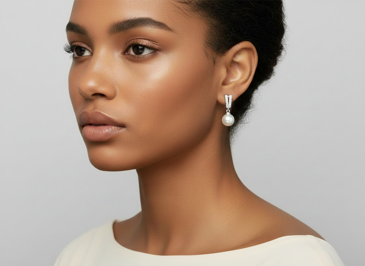 S925 Sterling Silver Drop Stud Pearl Earrings