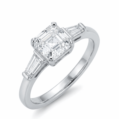 Moissanite 3-Stone Ring – Sparkling Asscher Cut