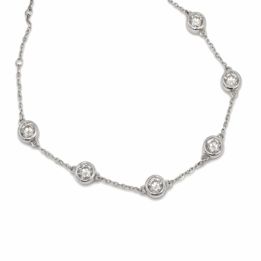 Six stone bezel moissanite bracelet – moissanite tennis bracelet sterling silver – Mara & Co UK
