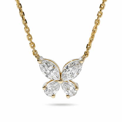 Diamond Butterfly Necklace Lab-Grown  – 1.96ct, 18K Yellow Gold