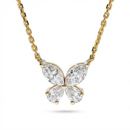 Diamond Butterfly Necklace Lab-Grown  – 1.96ct, 18K Yellow Gold