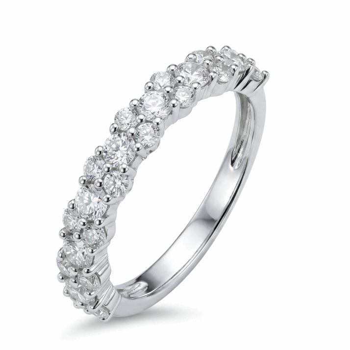 Cluster of Stars Half Eternity Band – White Gold Plated